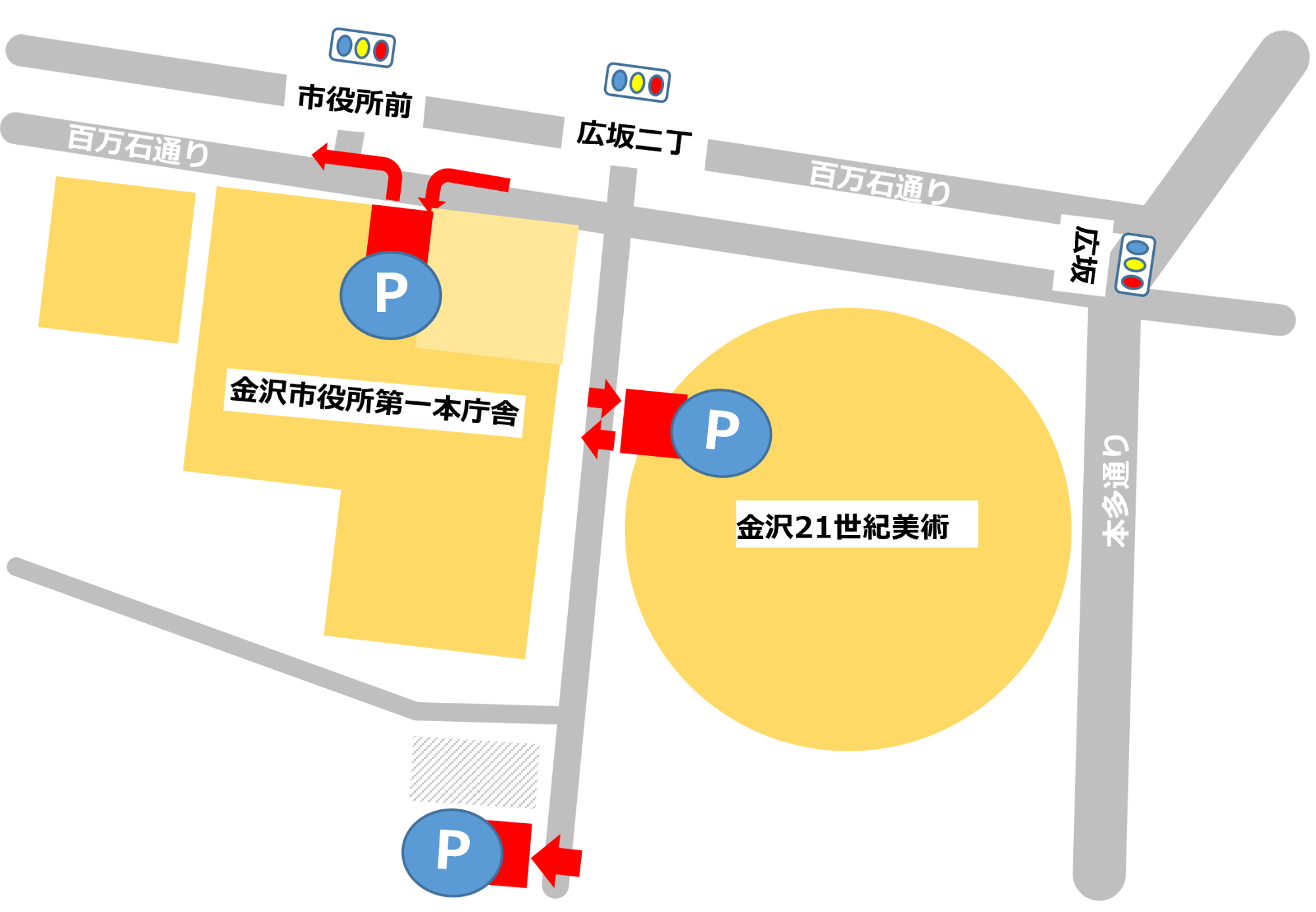 第一本庁舎地下駐車場アクセス図