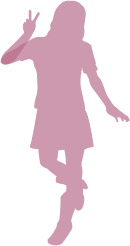 腕をふんわりおろした女性とピースをした女性のシルエットイラスト