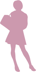 かばんを肩にかけ、腕組みをした女の子のシルエットイラスト