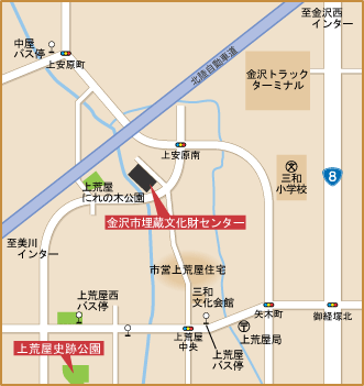 埋蔵文化財センターの最寄りバス停の地図