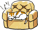 部屋のソファーで寝ている猫のイラスト