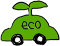 ecoと書かれた緑の車のイラスト