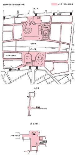 金沢駅周辺ぽい捨て等防止重点区域の地図