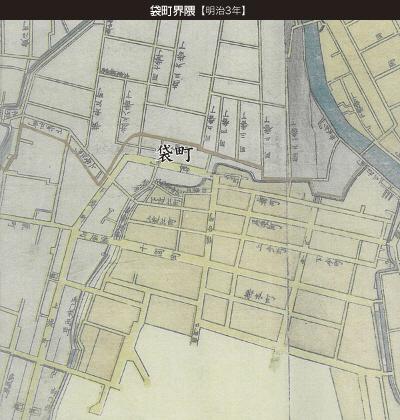 袋町界隈（明治3年）の地図のイラスト
