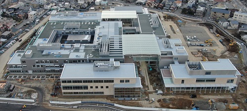 外構が殆ど完成した金沢美術工芸大学建設工事の土地を上空から写した写真