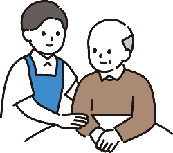 おじいさんを介護するひと
