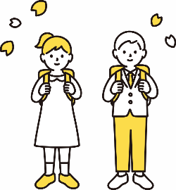 ランドセルをかついだこども2人