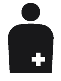 黒色の人の形に白色でプラスが腹部に描かれているオストメイトのマーク