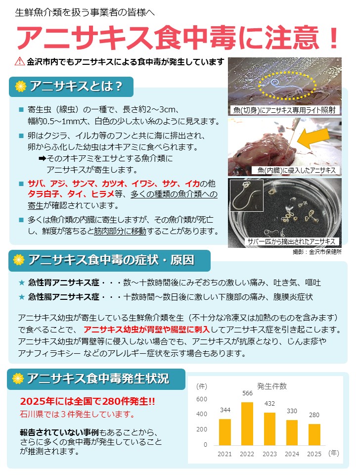 アニサキス食中毒に注意！