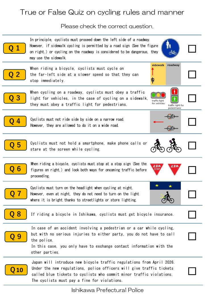 Quiz on Cycling Rules *English Version