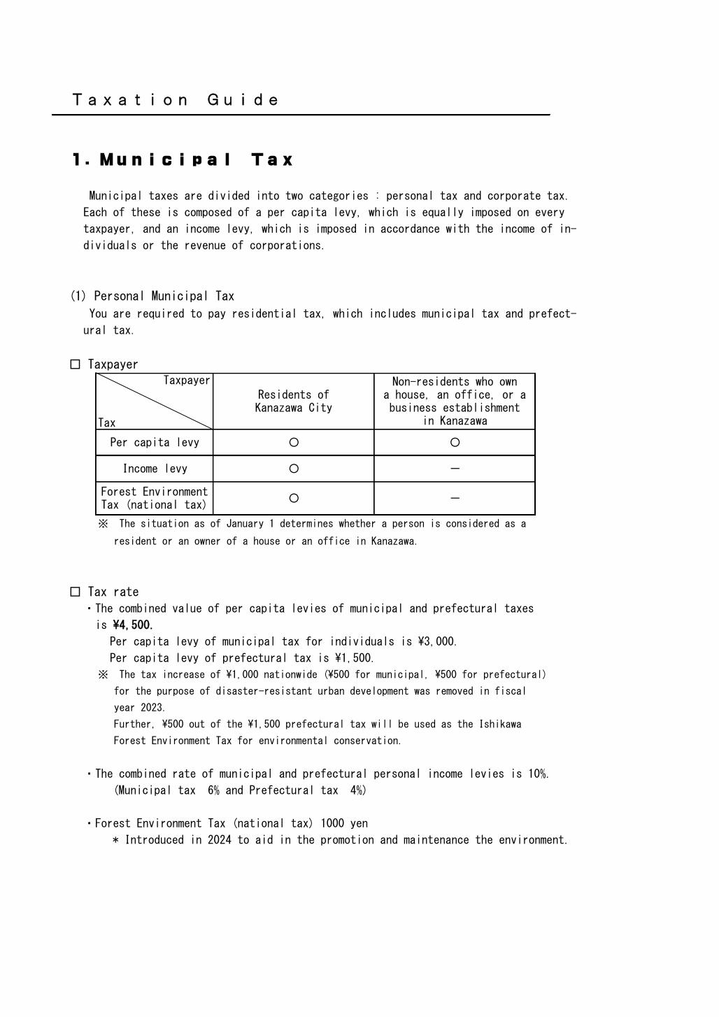 市税のしおり表紙