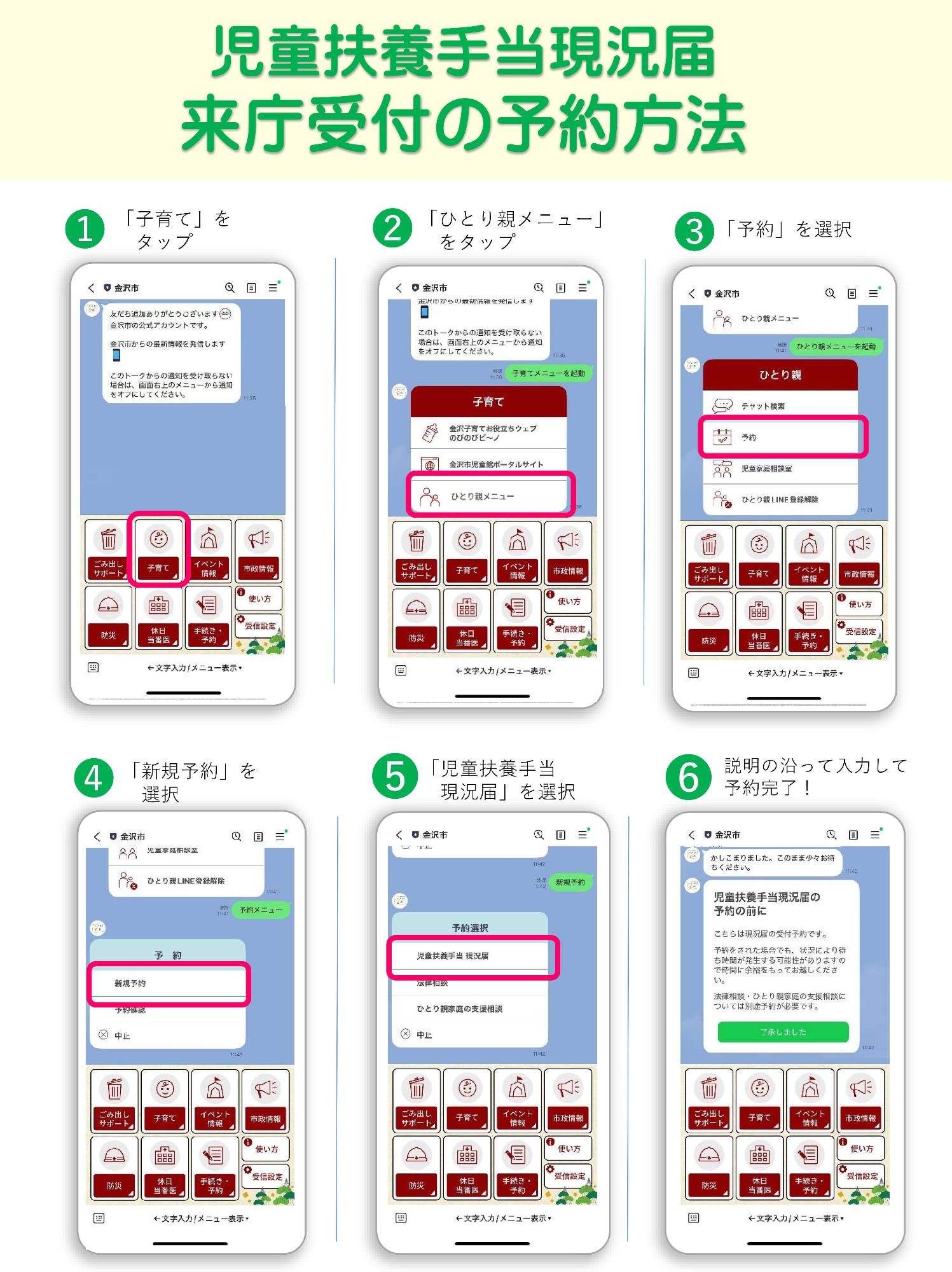 現況届来庁受付の予約方法