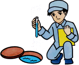 作業服を着た男性が浄化槽の水質を調べているイラスト