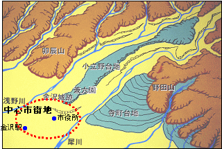 金沢市の地形図