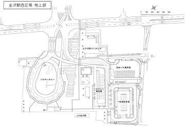 金沢駅西広場の平面図
