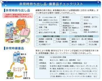 非常時持ち出し品・備蓄品チェックリストの詳細画像