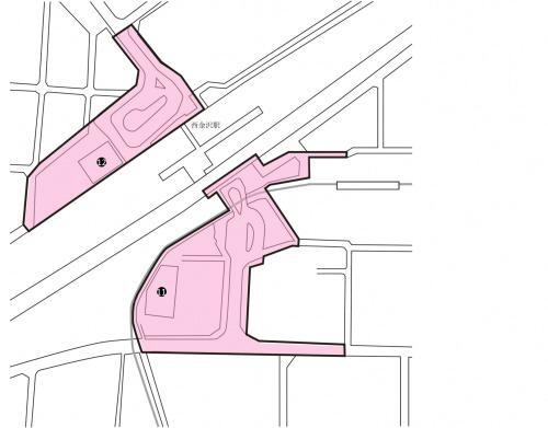 自転車等放置禁止区域が書かれた西金沢駅前地図イラスト